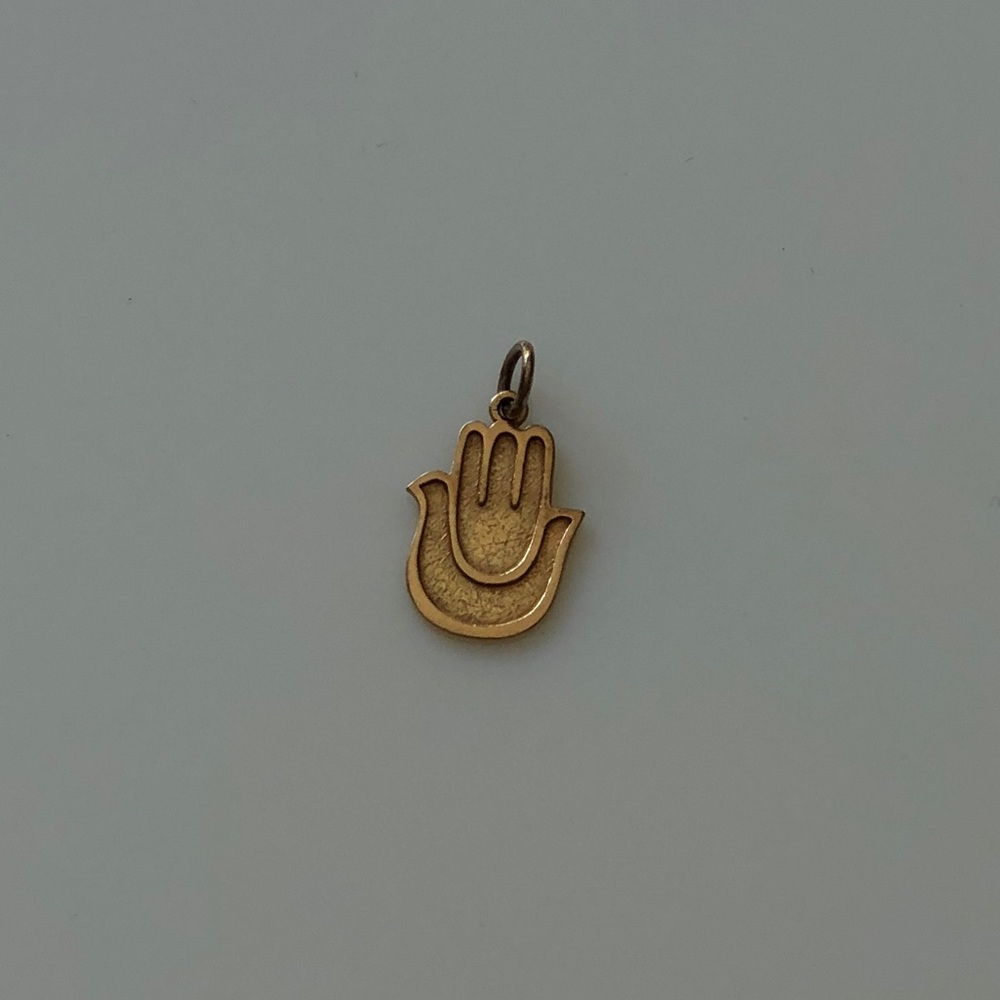 Gold Costume Jewelry Hand Charm W/ Antique Finish